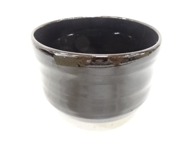 JAPANESE TEA CEREMONY / TEA BOWL CHAWAN / BLACK GLAZE / ARTISAN WORK 